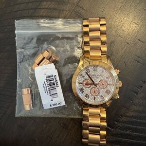Michael Kors Rose Gold-Tone Crystal Chronograph Watch